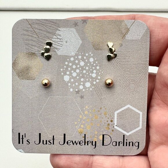 Womens Earrings 14K Yellow Gold Pair of Studs Pierced Gift Idea for Her Estate - Picture 3 of 5